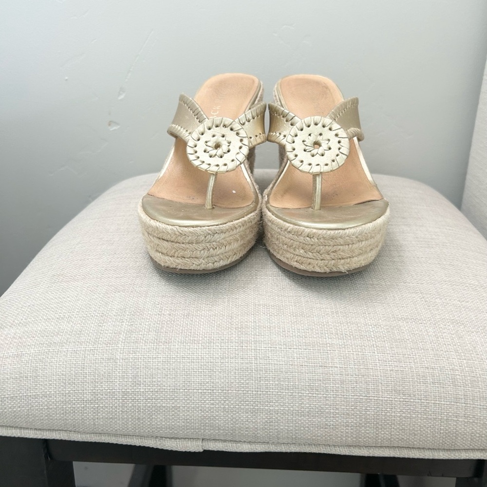 Jack Rogers Women's Gold Wedge Sandals Size 7.5 Great Condition!